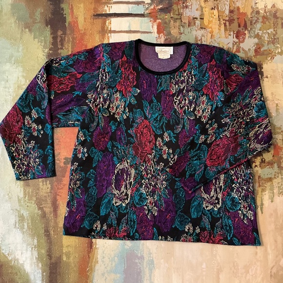 TRADITIONS - Vintage Floral Special Occasion Sweate - Picture 1 of 16